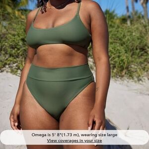 Aerie High Cut‎ Cheeky Bikini Bottom Olive Green Size XXL